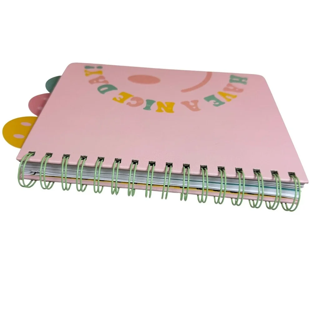 UStyle‎ Pink Have a Nice Day Spiral Journal Tabbed Smiley Face Notebook Inspire